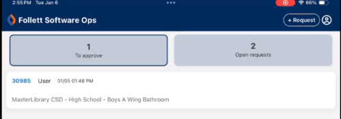 Home screen for an approver.